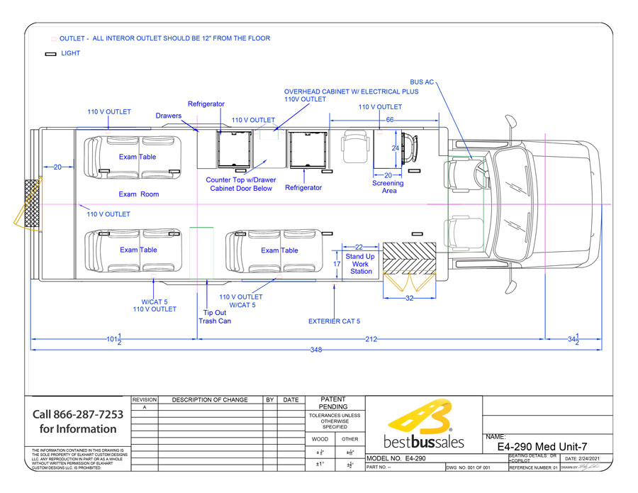 E4-290 3-chair interior drawing